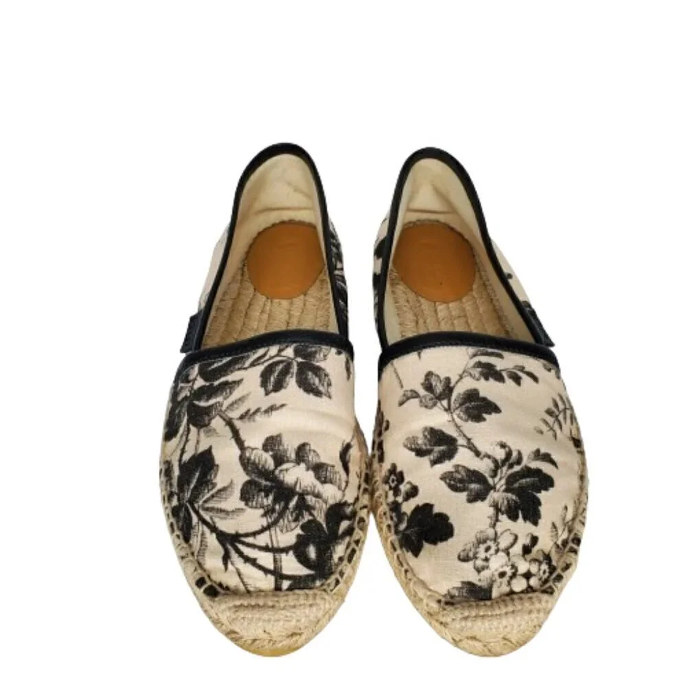 Gucci Floral Canvas Slip On Espadrille Flats - Picture 2 of 8